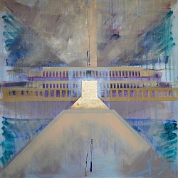 TEMPLE D'HATSHEPSOUT - 2009 - huile s/toile 90 x 90 。